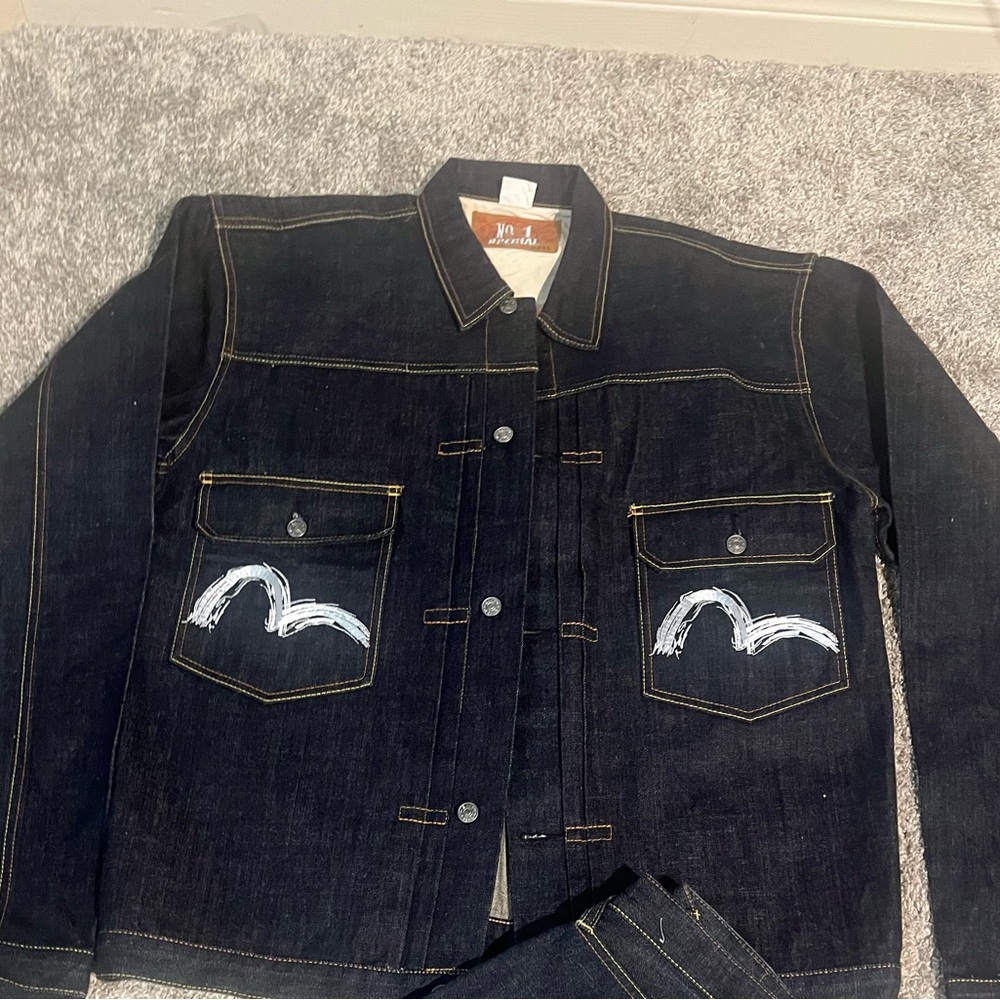 Men Jean Evisu Jacket